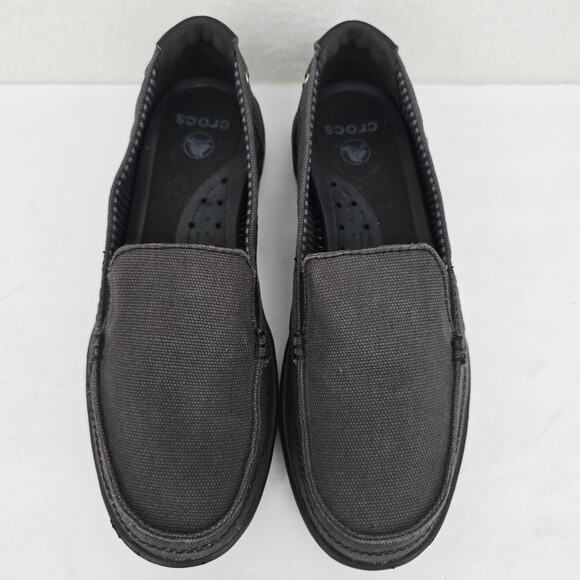 Crocs Walu Women's Slip On Loafers Canvas Gray 7 - Picture 3 of 8